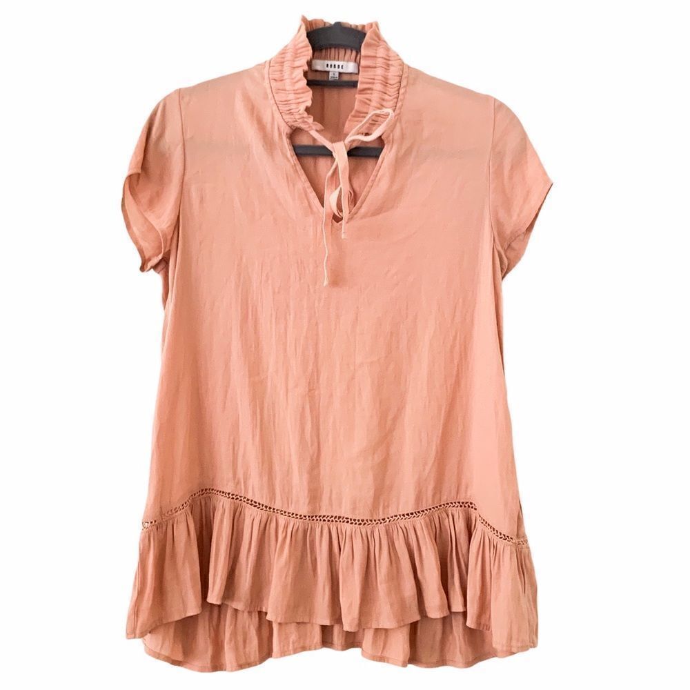 Ro & De Split Neck Ruffle Blouse - Picture 4 of 6